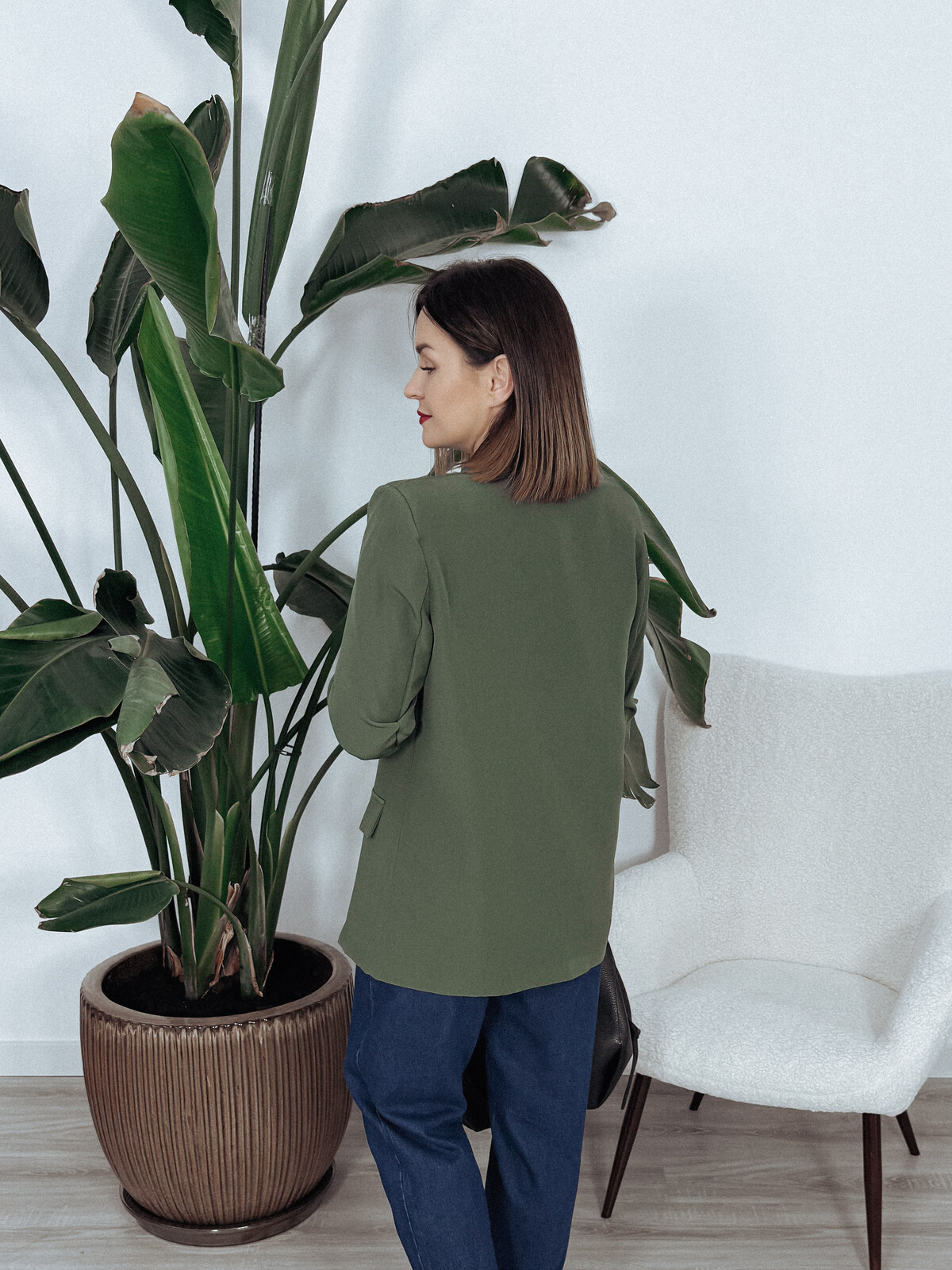 Marynarka | marszczone rękawy | khaki SELENA zdjęcie 4