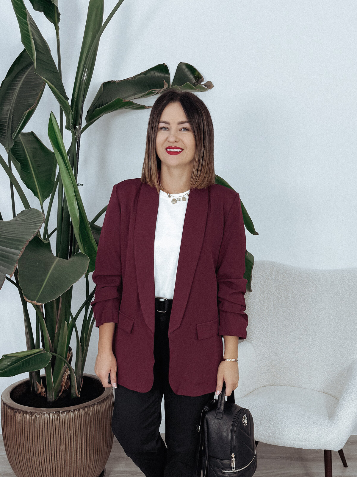 Marynarka | marszczone rękawy | bordo SELENA zdjęcie 1