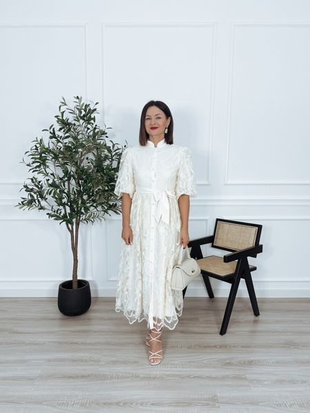 Sukienka maxi koronkowa z wiskozy ecru PRETTY