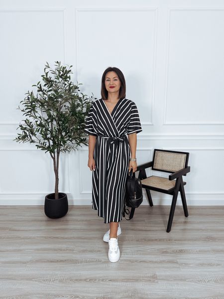 Kombinezon z paskiem czarno-białe paski SANAH