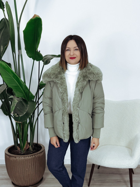 Kurtka zimowa z odpinanym futerkiem matcha MILIS