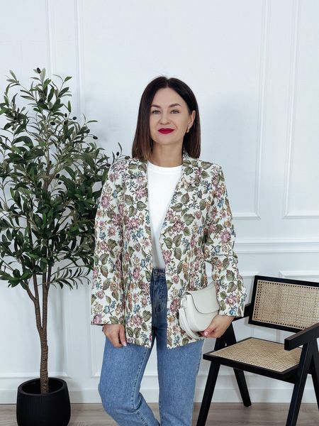 Marynarka żakardowa z bawełny małe kwiaty ZINGARA 