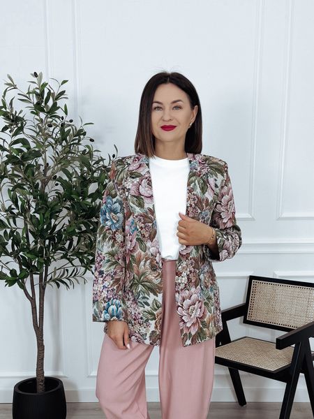 Marynarka żakardowa z bawełny duże kwiaty ZINGARA 