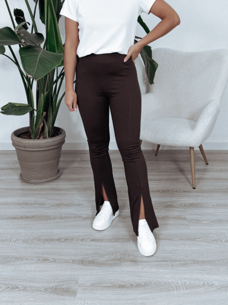 Spodnie czekoladowe z rozcięciem ZAHARA