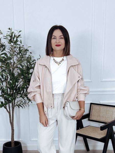 Ramoneska z miękkiej eko skóry jasny róż AVALON