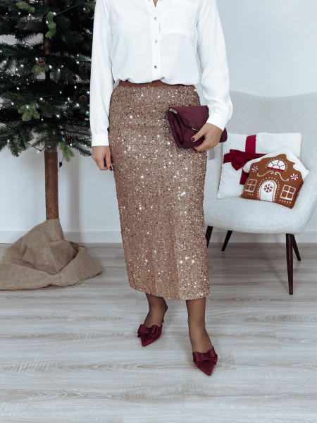 Maxi spódnica cekinowa szampańska MODELS