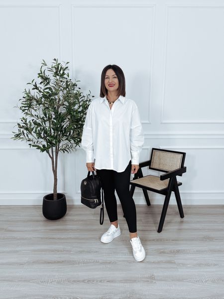 Koszula mocno oversize asymetryczna bawełniana biała HAGIA