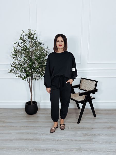 Komplet bawełniany bluza + spodnie czarny ARIA