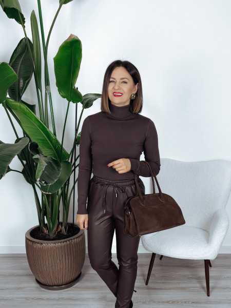 Golf z długim rękawem czekoladowy SALLY