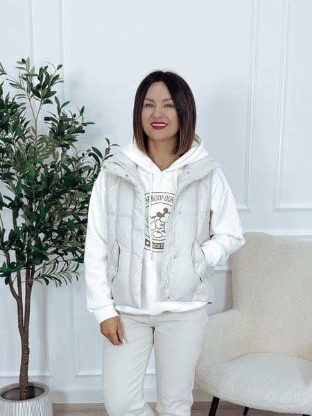 Kamizelka puchowa bez kaptura | kieszenie na ukos | beżowa NUDE