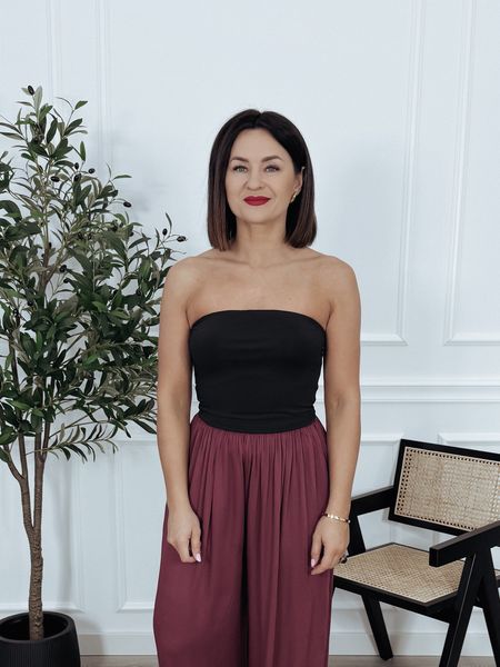 Top/opaska na biust bez ramiączek czarna MADLEN