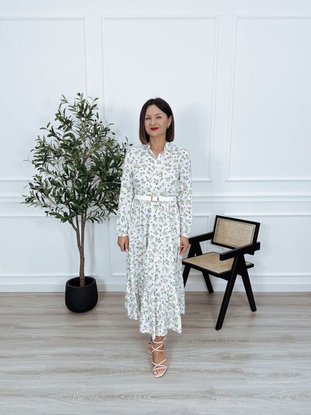 Sukienka maxi | 100 % wiskozy | żółte i herbaciane róże MARGARETA