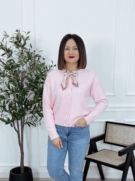 Kardigan z apaszką pudrowy róż GIVE ME