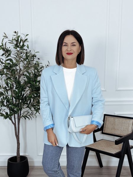 Marynarka premium z bawełny polskiej produkcji baby blue LARIBEL