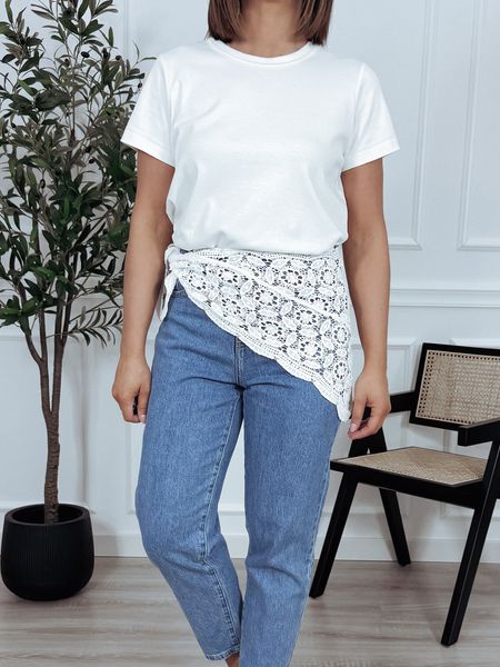 Chusta koronkowa 100% bawełna biała MIMOI