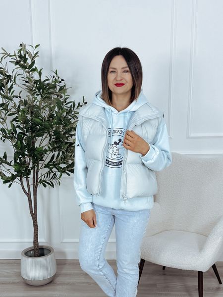 Kamizelka puchowa z kapturem i ściągaczem baby blue NADIA