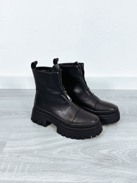 Botki z zamkiem | ekoskóra | czarne LILY 