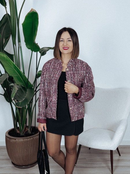 Kurtka na podszewce z tweedu | biżuteryjne guziki | QUEEN