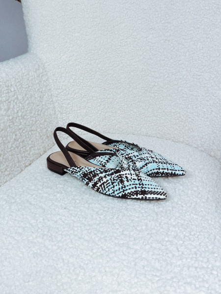 Buty typu slingback | płaskie | brązowo-niebieskie LINIET ♡