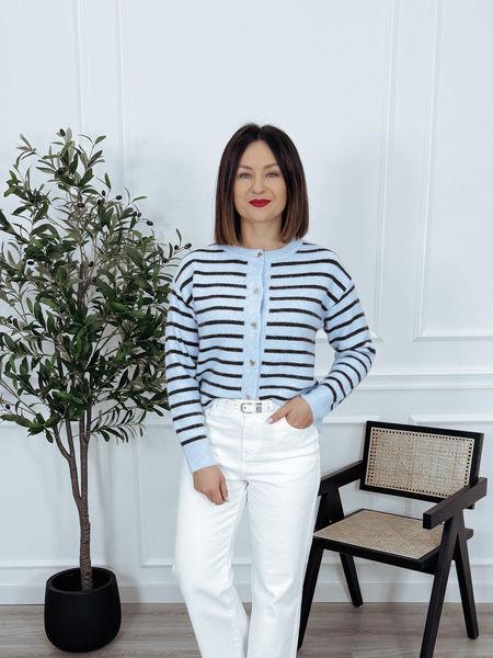 Kardigan w paski | guziki serduszka | niebiesko-brązowe BENNY