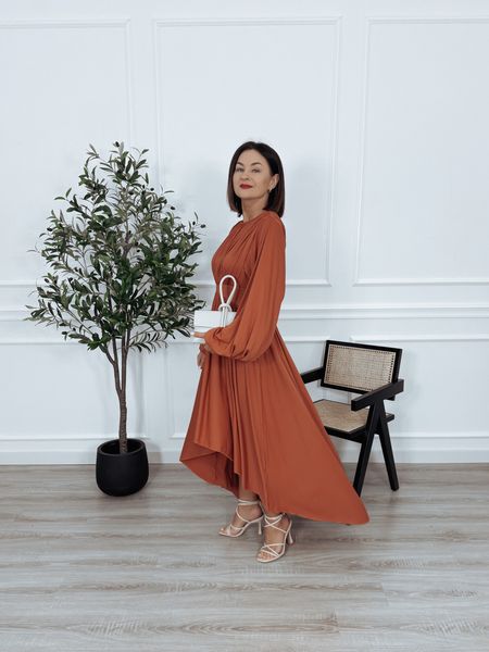 Sukienka asymetryczna terakota ESTIA