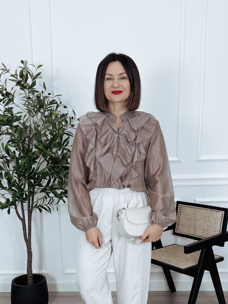 Elegancka bluzka z tencelu z falbankami z przodu fango ERNET