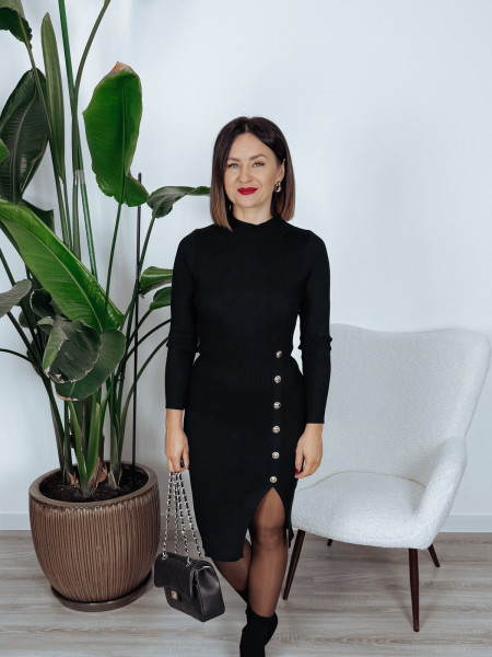 Sukienka midi z dzianiny czarna NOELIA