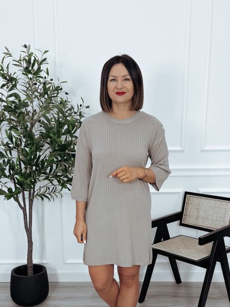 Sukienka luźna dzianinowa z rękawem 3/4 fango MABEL