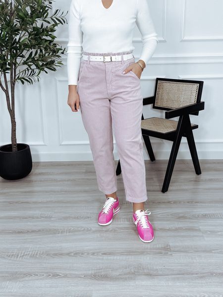 Spodnie sztruksowe brudny róż ODELL