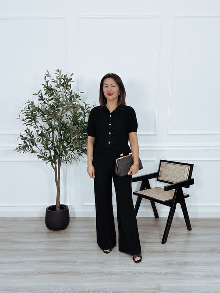 Komplet dzianinowy premium czarny PORTOFINO