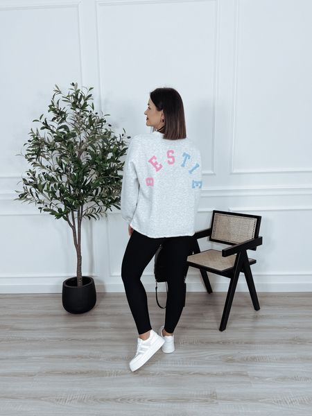 Bluza oversize z bawełny szary melanż BESTIE