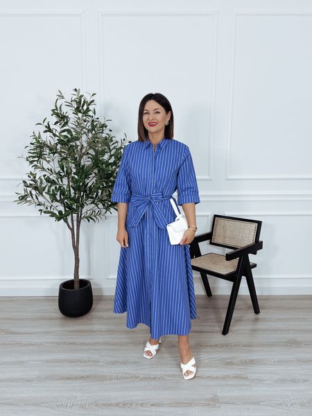 Szmizjerka bawełniana maxi w paski kobaltowa MORENA