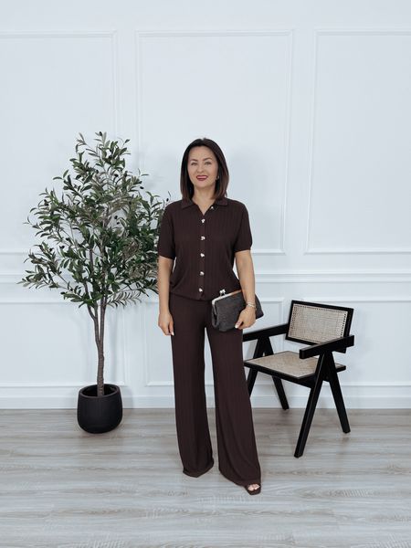 Komplet dzianinowy premium czekoladowy PORTOFINO