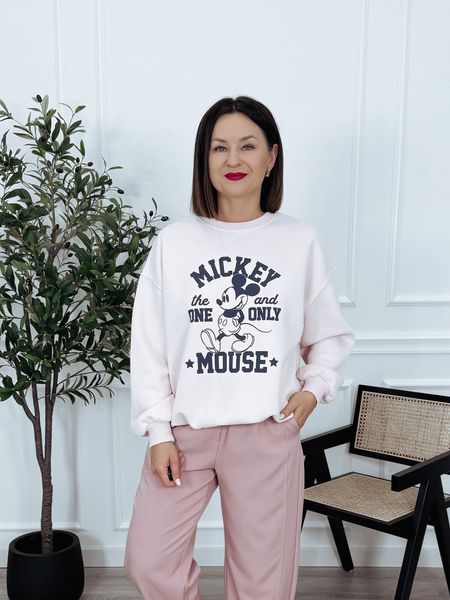 Bluza oversize z myszką Mickey puder róż ROBY