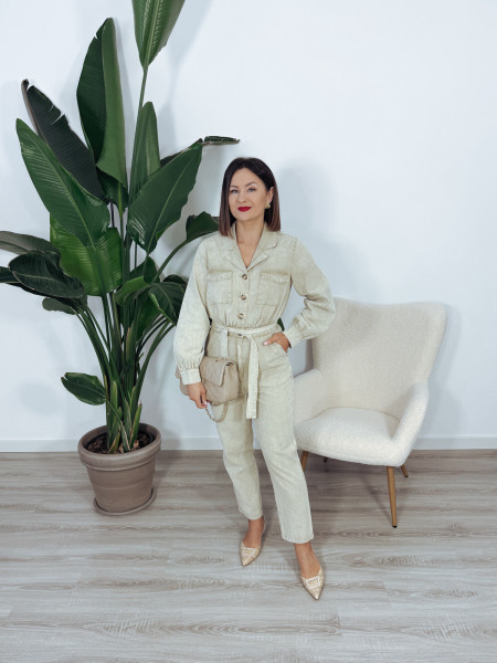 Kombinezon jeansowy beżowy MINEZO