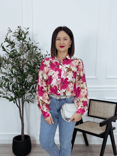 Koszula w kwiaty różowo-beżowe SAMIRA