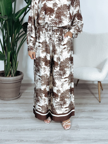 Spodnie premium z jedwabiu i wiskozy brązowa CELINE