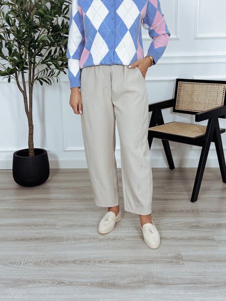 Spodnie materiałowe eleganckie balloon beżowe FLINS