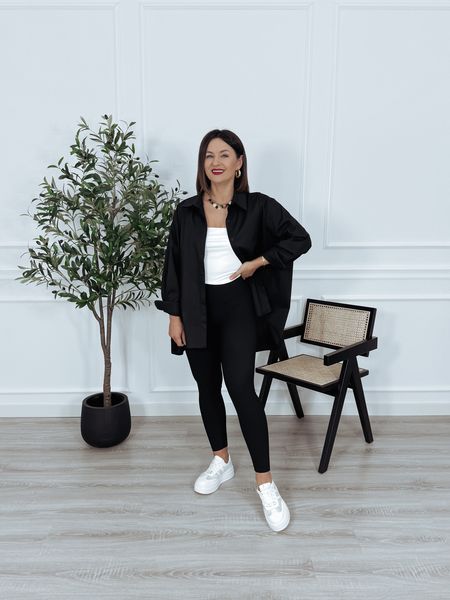 Koszula mocno oversize asymetryczna bawełniana czarna HAGIA