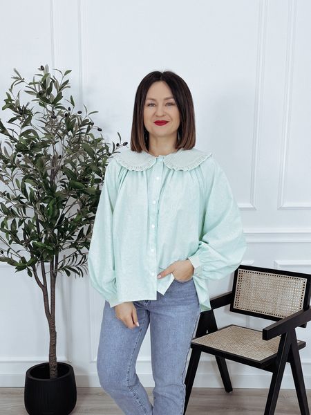 Koszula oversize z kołnierzem w kratkę miętowa VIKI