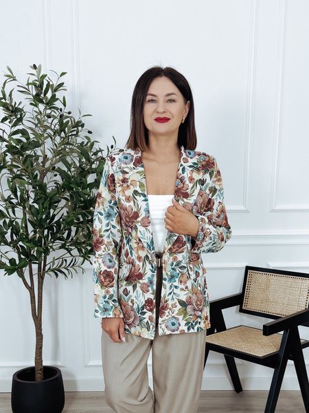 Marynarka żakardowa z bawełny duże kwiaty 2.0 ZINGARA 