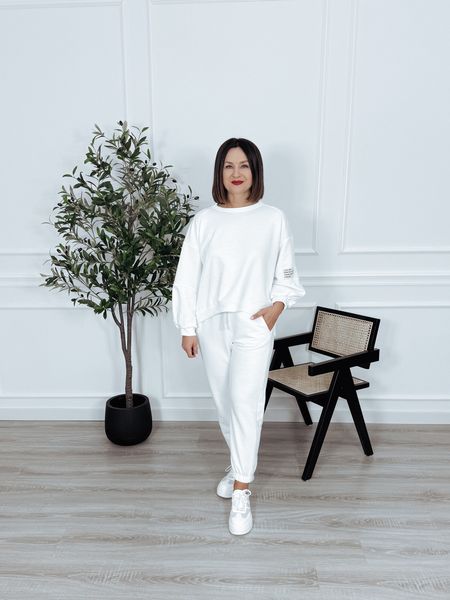 Komplet bawełniany bluza + spodnie biały ARIA