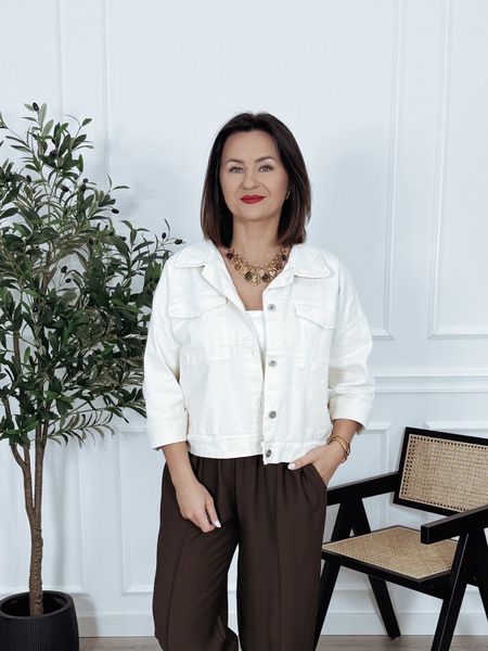 Kurtka bawełniana oversize kremowa ETNA