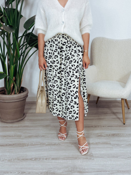 Spódnica z wiskozy beżowa panterka EMMA