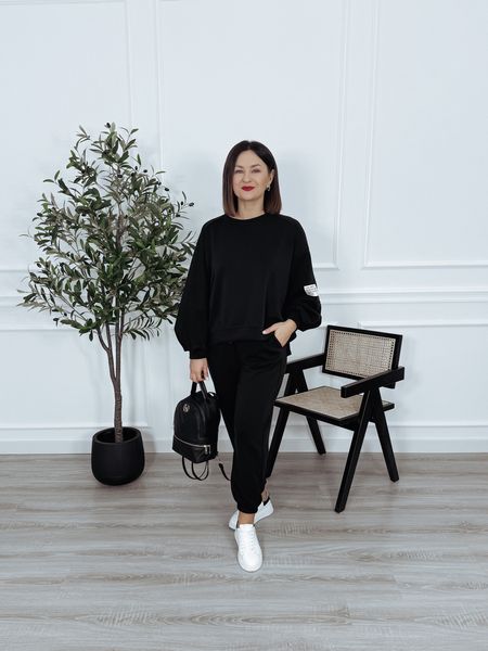 Komplet bluza + spodnie czarny ARIA II - materiał MASEŁKO