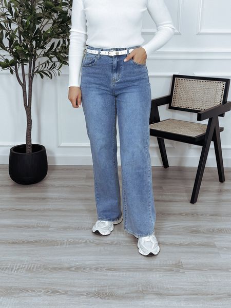 Jeansy wide leg | prosta nogawka | ciemny niebieski CELESTE