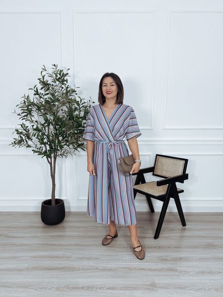 Kombinezon z paskiem kolorowe paski SANAH