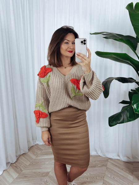 Spódnica ołówkowa ciemny beż DATE