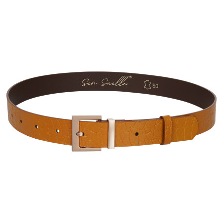 Pasek ze skóry naturalnej musztardowy MARCO ♡