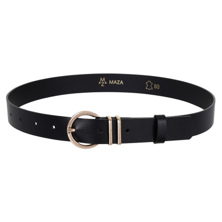 Pasek ze skóry naturalnej czarny GOLDY ♡